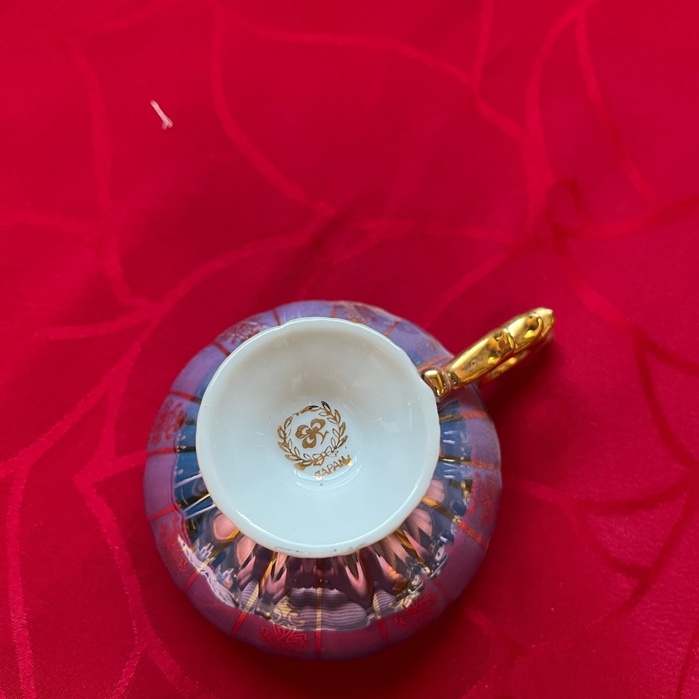 Iridescent Blue and Gold Teacup and Saucer Set - Picture 6 of 7